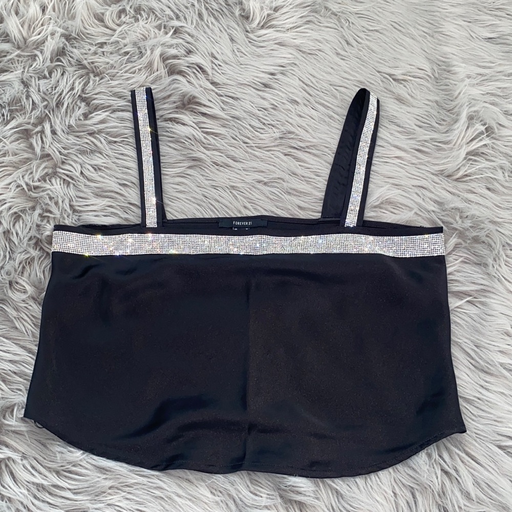 Black/sparkle crop top